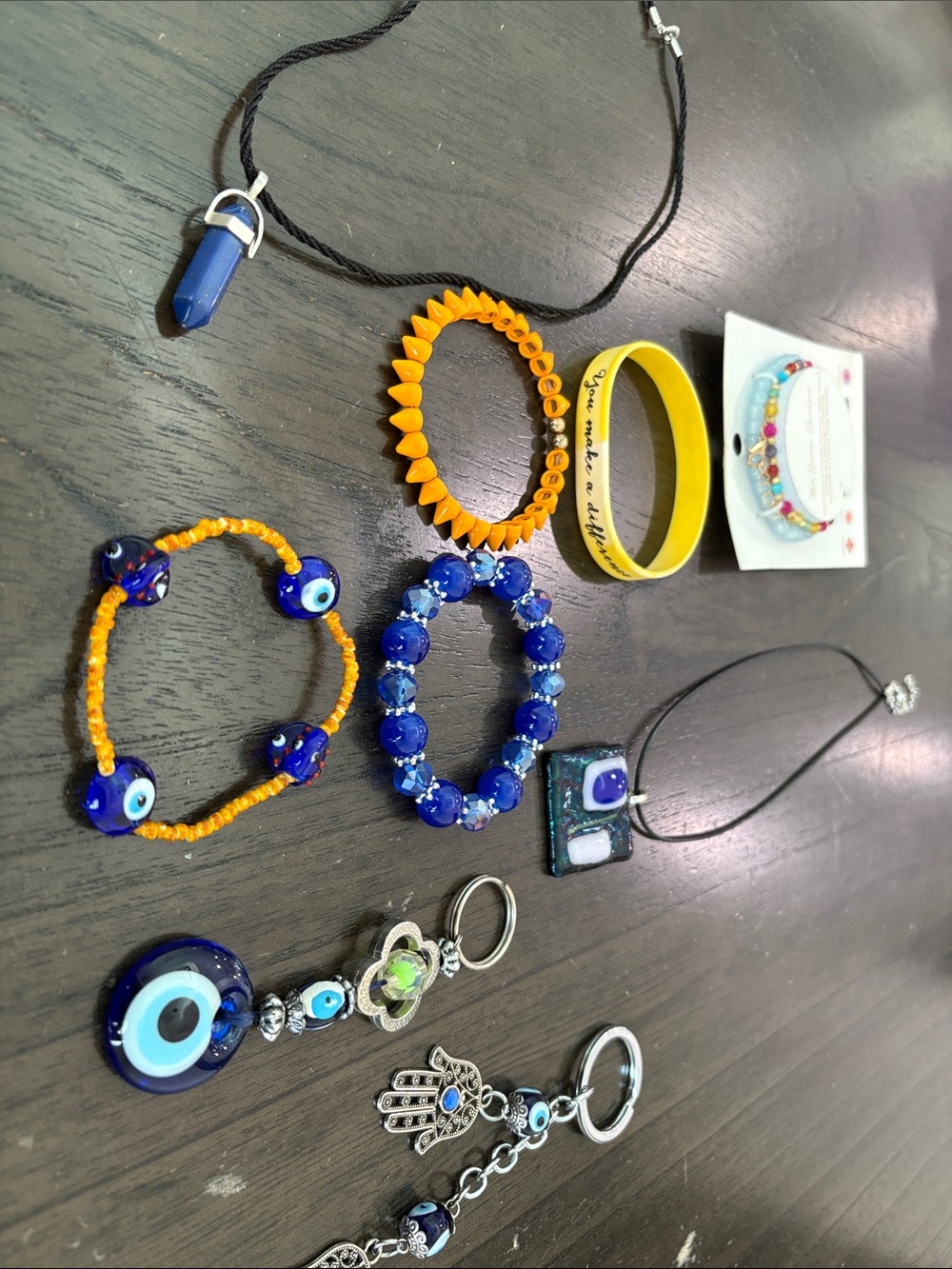 Blue and Yellow Beaded Accessories Set - Unbranded